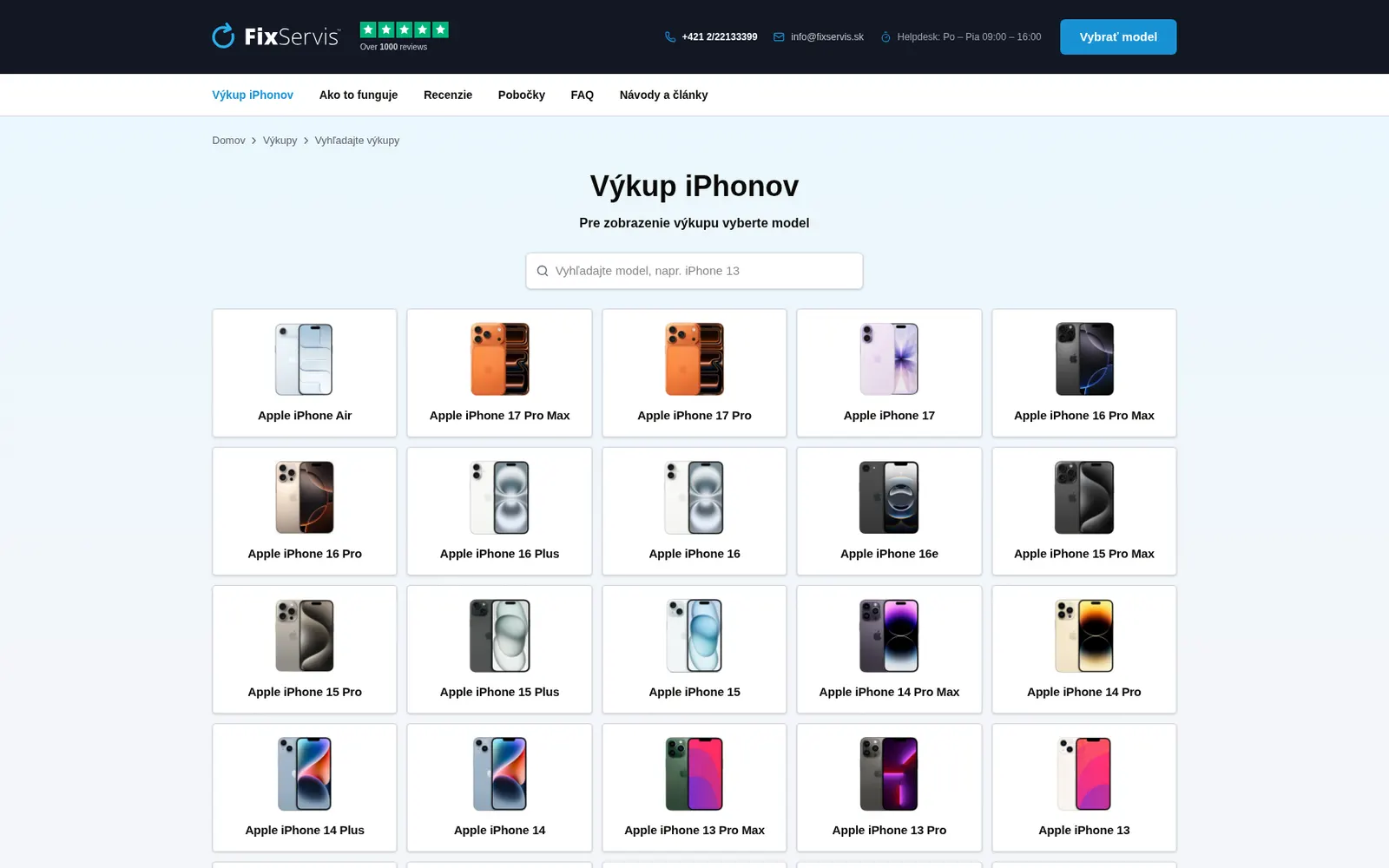Homepage of the Vykupiphone.sk website