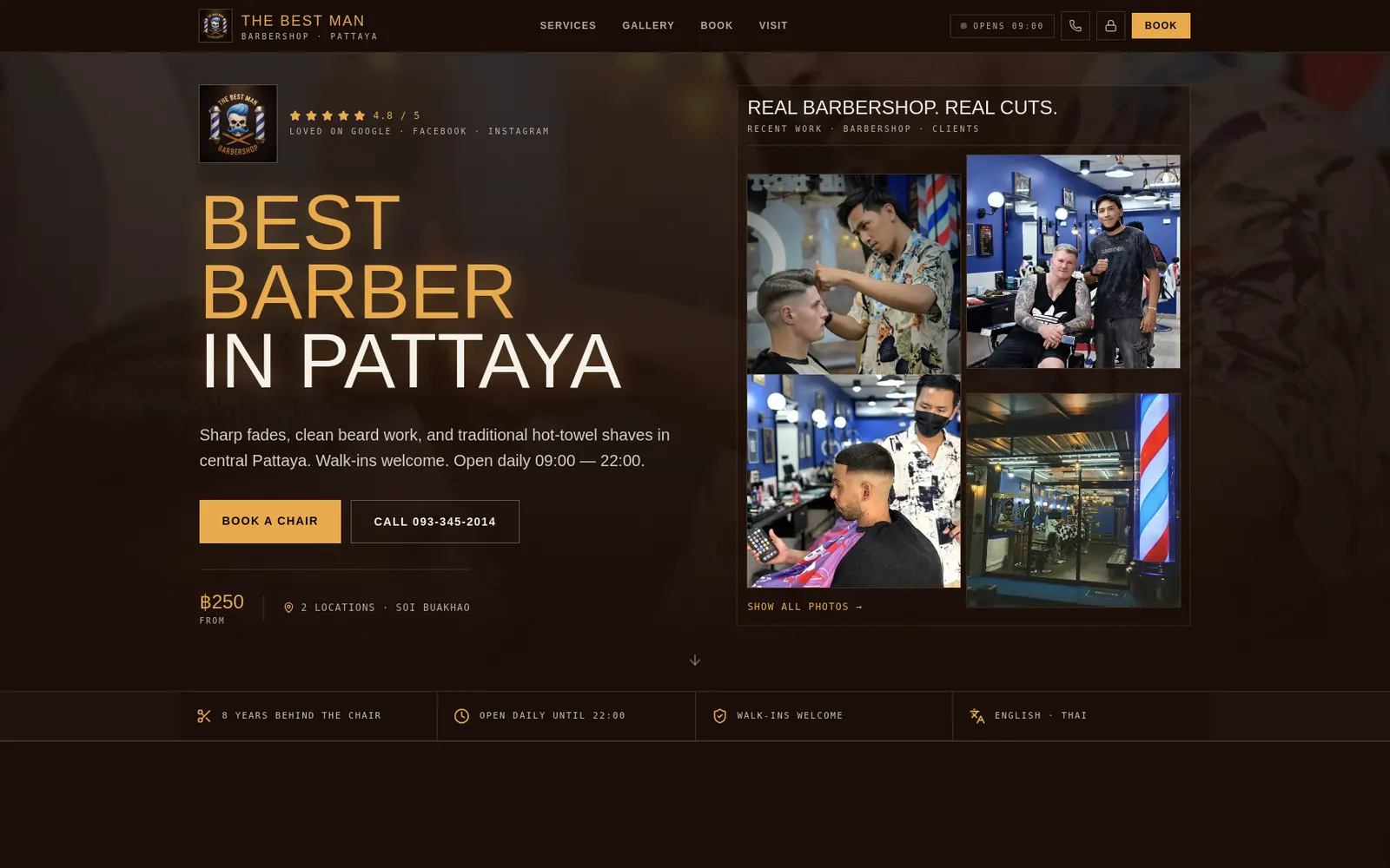 Homepage of the The Best Man Barbershop website