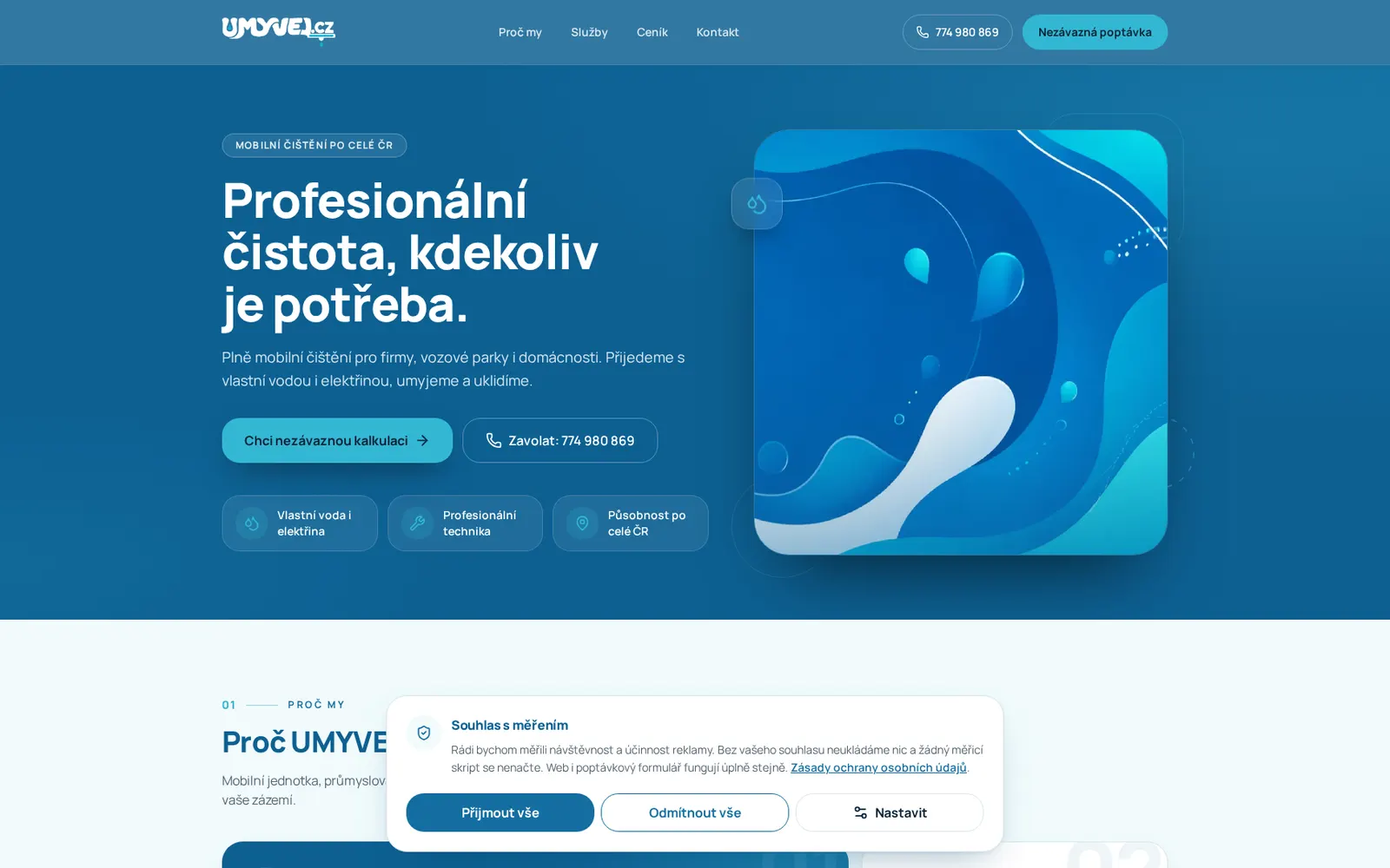 Homepage of the Umyvej website